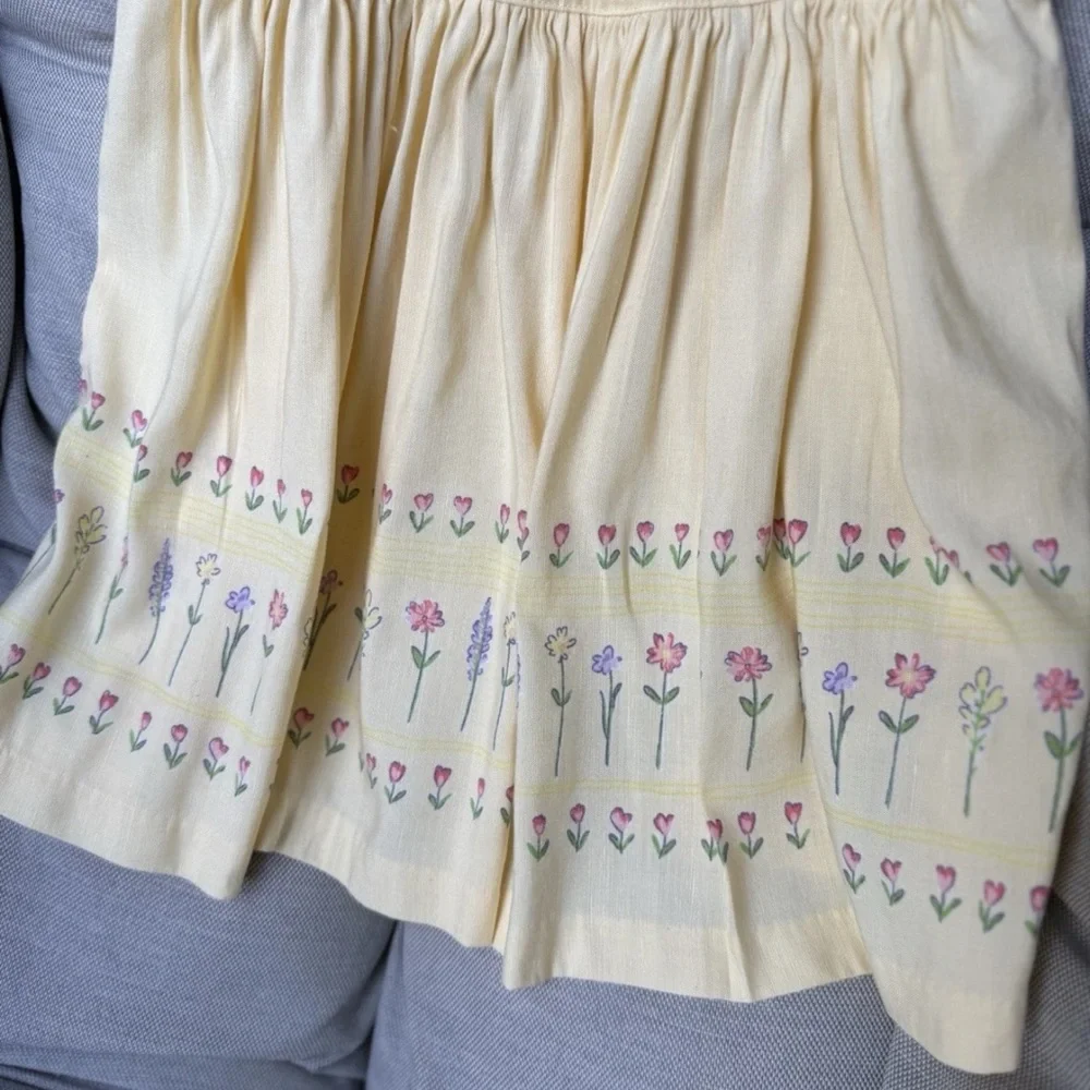 Vintage 1998 Gymboree Toddler‎ Embroidered Floral Yellow Dress Linen Blend Sz 2